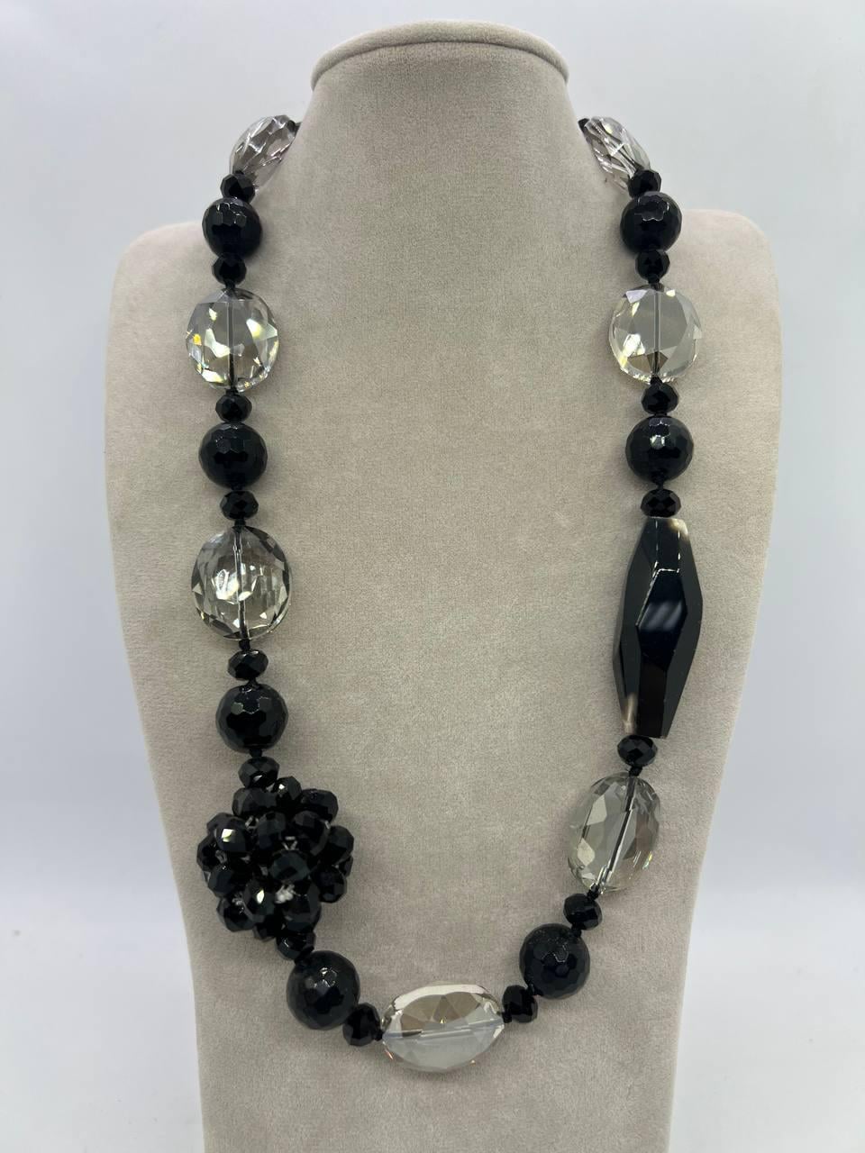 Бусы агат и стекло 50 см Черный (12087)