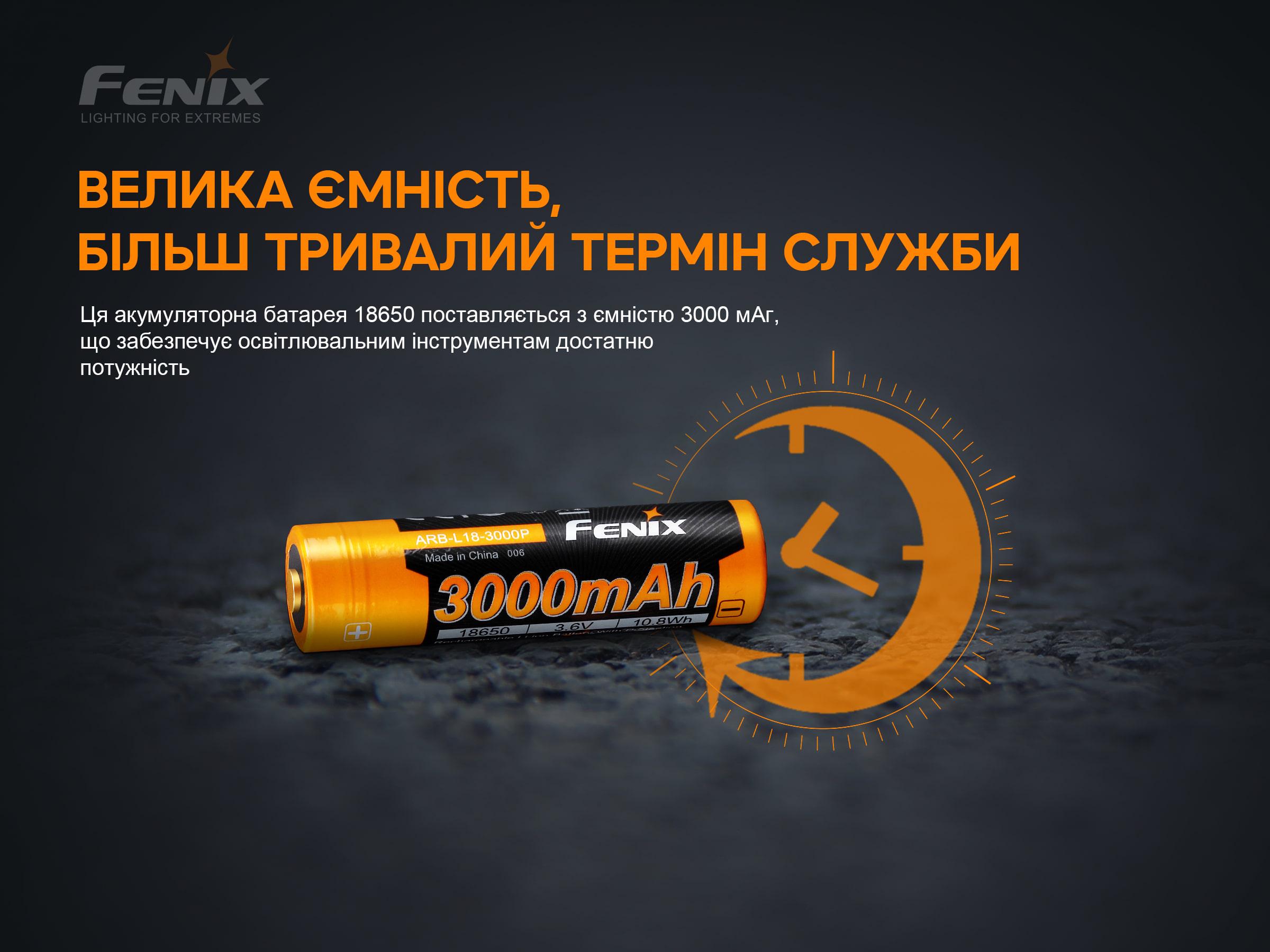 Аккумулятор Fenix 18650 3000 mAh (atlantmarket_61339) - фото 7 Аккумулятор Fenix 18650 3000 mAh (atlantmarket_61339) - фото 7