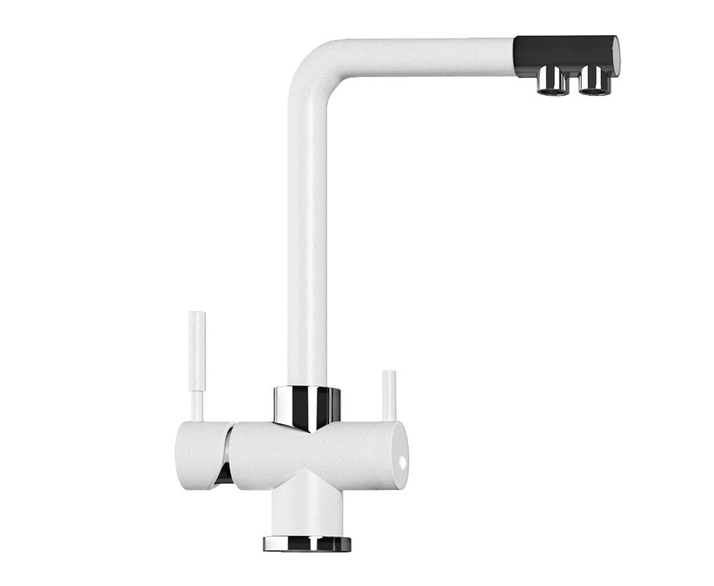 Змішувач кухонний KAHER ZEGOR з підключенням до фільтру 07 Білий