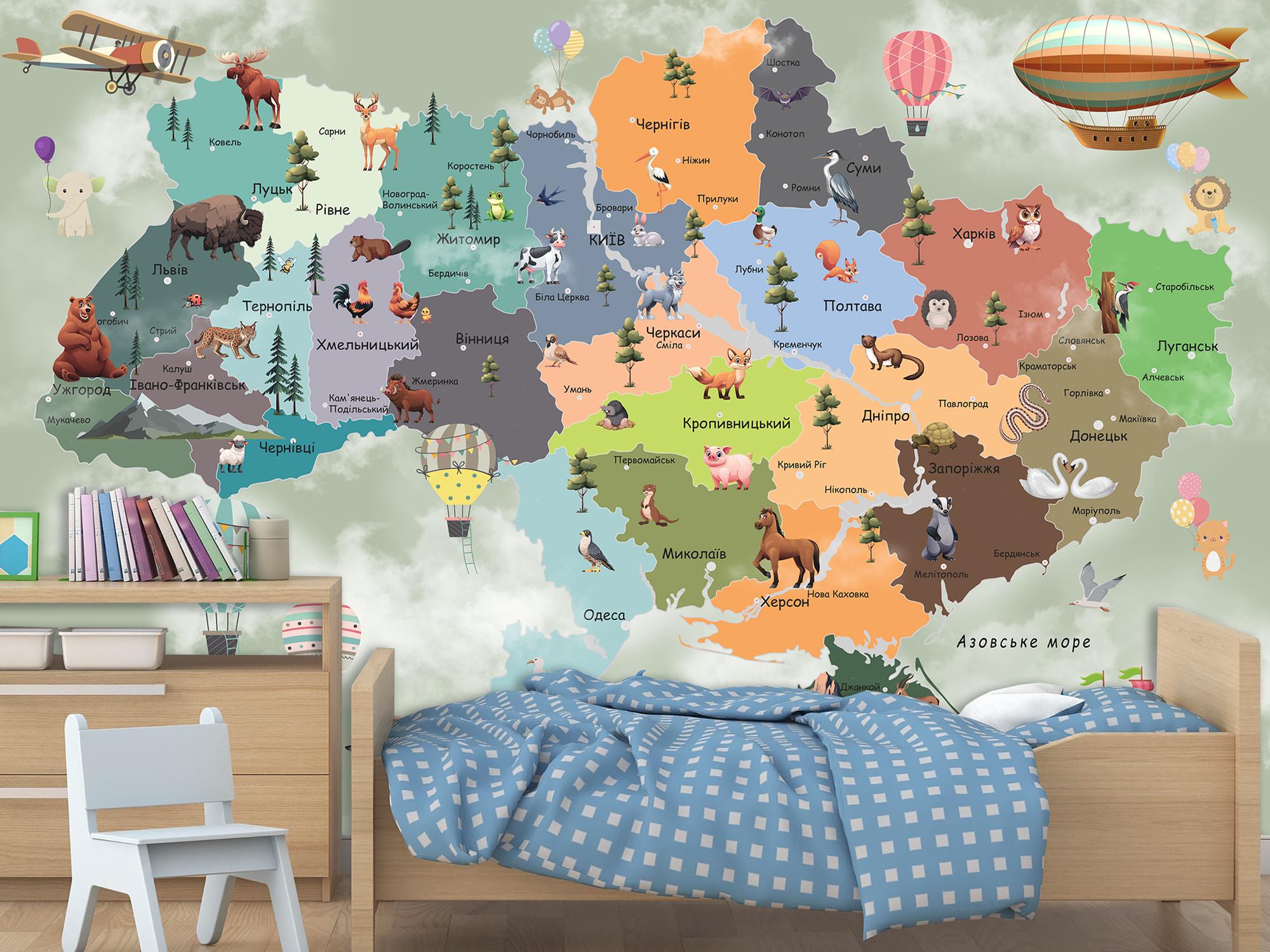 Обои 3Д флизелиновые Upstream Детская карта Украины 120х180 см (WMK-013/2) - фото 5 Обои 3Д флизелиновые Upstream Детская карта Украины 120х180 см (WMK-013/2) - фото 5
