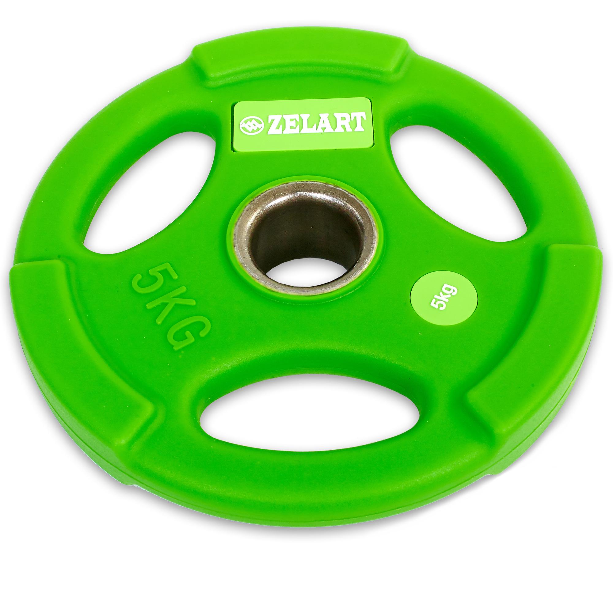 Диск для штанги поліуретановий Zelart TA-5336-50-5 50 мм 5 кг Салатовий (DR003125) - фото 1