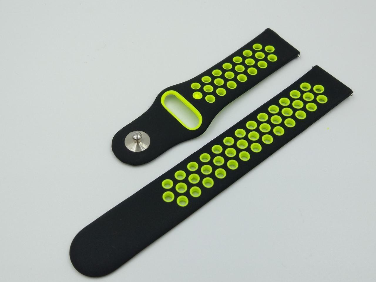 Ремешок для смарт-часов Sport Nike Style для Amazfit GTR 2/Pace/Stratos силиконовый 22 мм Черный/Желтый (1791P)