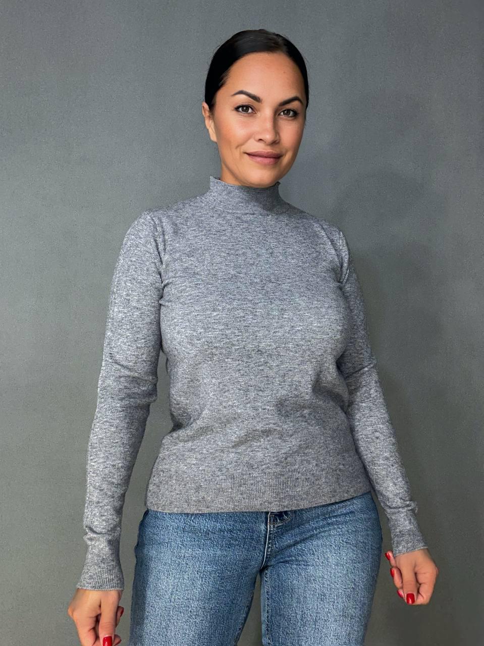 Светр жіночий A-N 106 водолазка гольф з коміром стійкою базовий OS Сірий (5409)