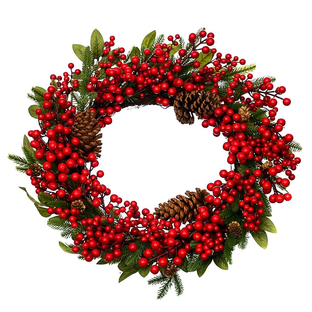 Венок рождественский Elisey Ягодный с шишками Красный (ND-211-V-9)