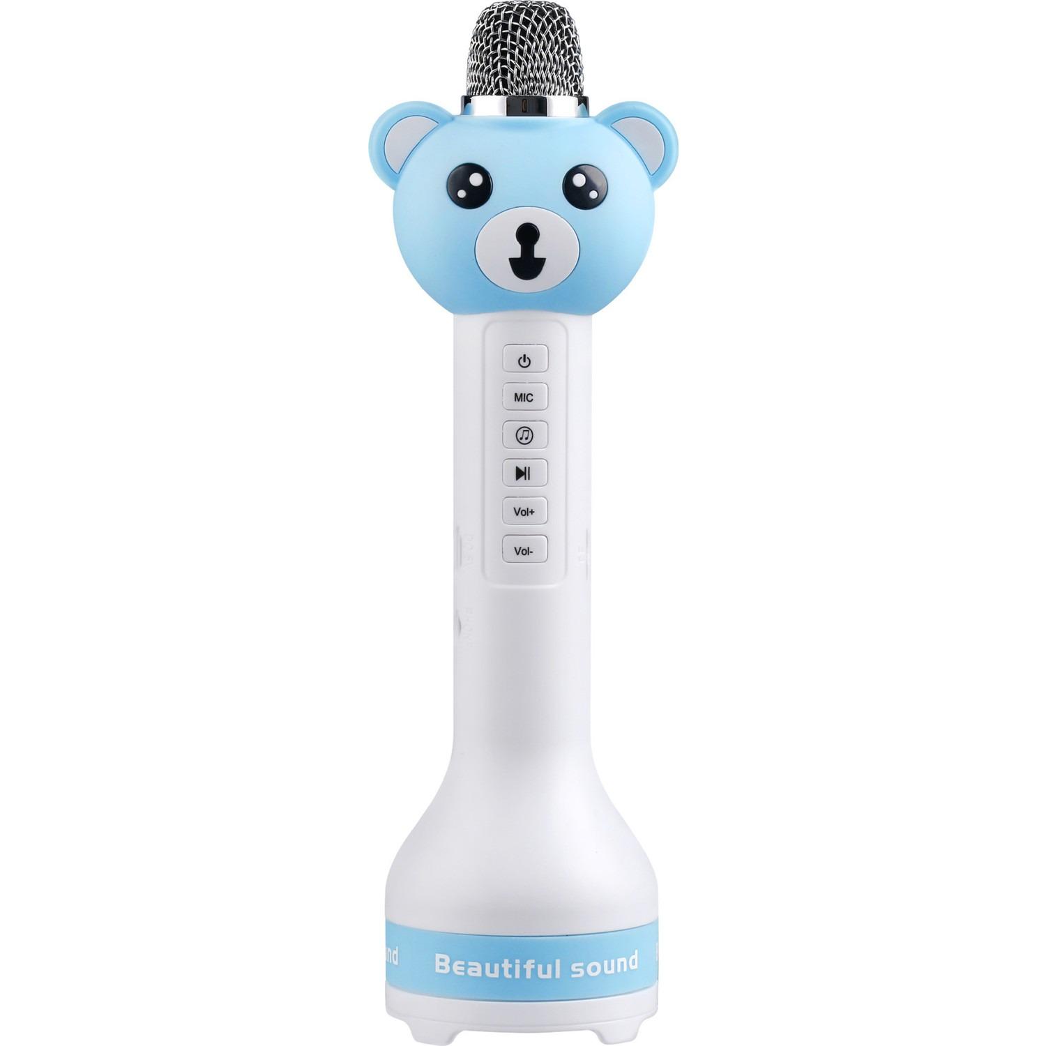 Детский беспроводной микрофон мишка с Bluetooth колонкой Синий