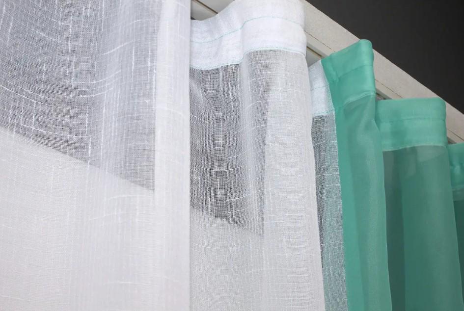 Комплект штор на кухню/балкон 270х170 см Бирюзовый/Белый (083к) - фото 5 Комплект штор на кухню/балкон 270х170 см Бирюзовый/Белый (083к) - фото 5