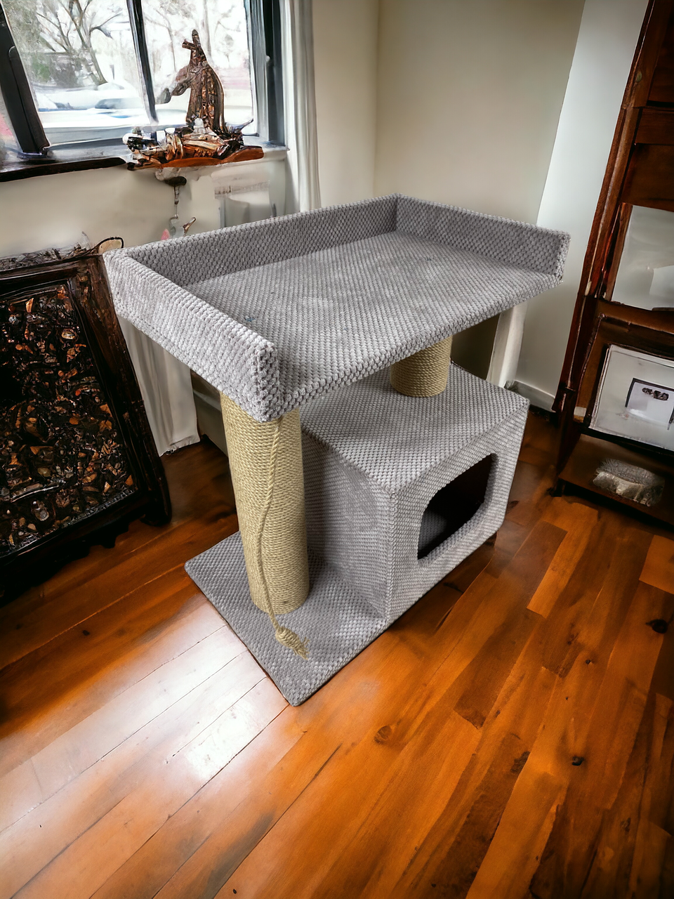 Когтеточка-домик с лежанкой 65x55x35 см Мокко (21706939) - фото 4 Когтеточка-домик с лежанкой 65x55x35 см Мокко (21706939) - фото 4