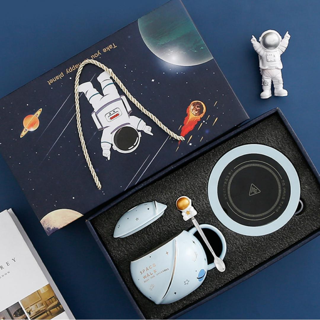 Чашка керамічна з кришкою ложкою та підставкою-підігрівом Tomas SPACE ТМС-М620 Blue - фото 2 Чашка керамічна з кришкою ложкою та підставкою-підігрівом Tomas SPACE ТМС-М620 Blue - фото 2