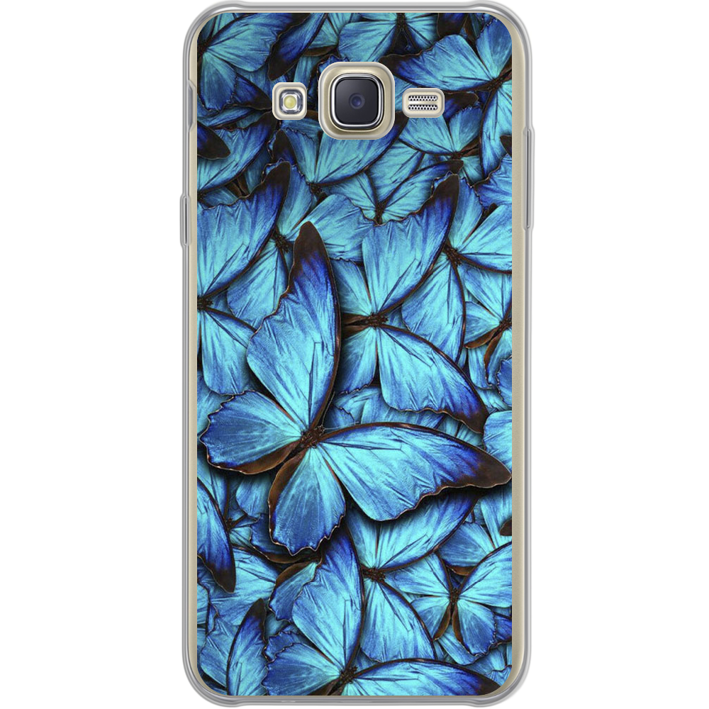 Чехол BoxFace Samsung J700H Galaxy J7 лазурные бабочки Прозрачный силикон (24496-up1550-24496)