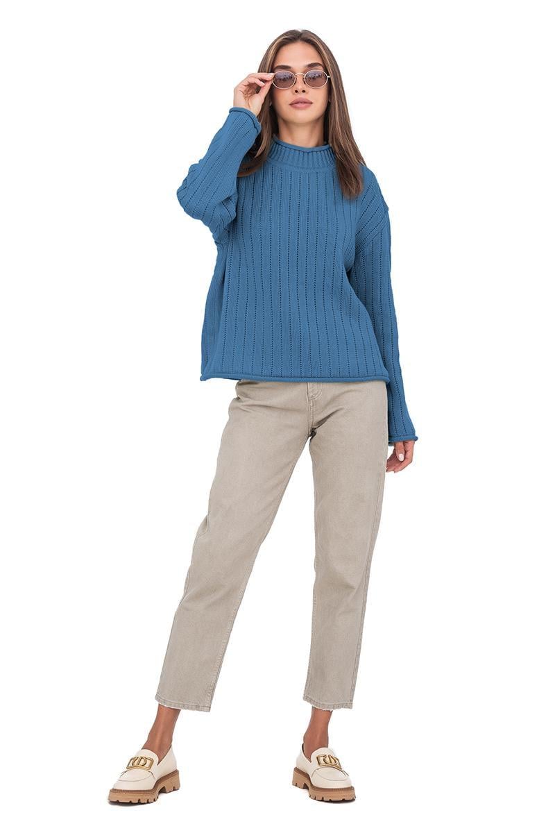 Джемпер с воротником-стойкой  SVTR р. 50-52 Джинсовый (557)