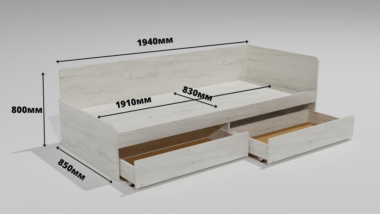 Кровать Эверест Соната-800 сплошной щит с ящиками 80x190 см Крафт белый (ЕВ20405) - фото 9 Кровать Эверест Соната-800 сплошной щит с ящиками 80x190 см Крафт белый (ЕВ20405) - фото 9