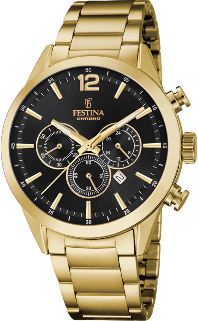 Наручные часы мужские Festina F20633/3 Timeless Chronograph со стальным корпусом WR 50 м и черным циферблатом