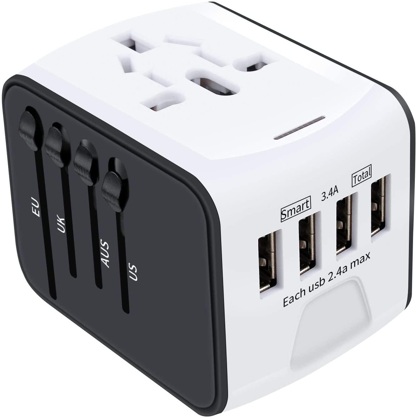 Сетевой адаптер Adapter Travel для всех типов розеток USB Белый (120.30)