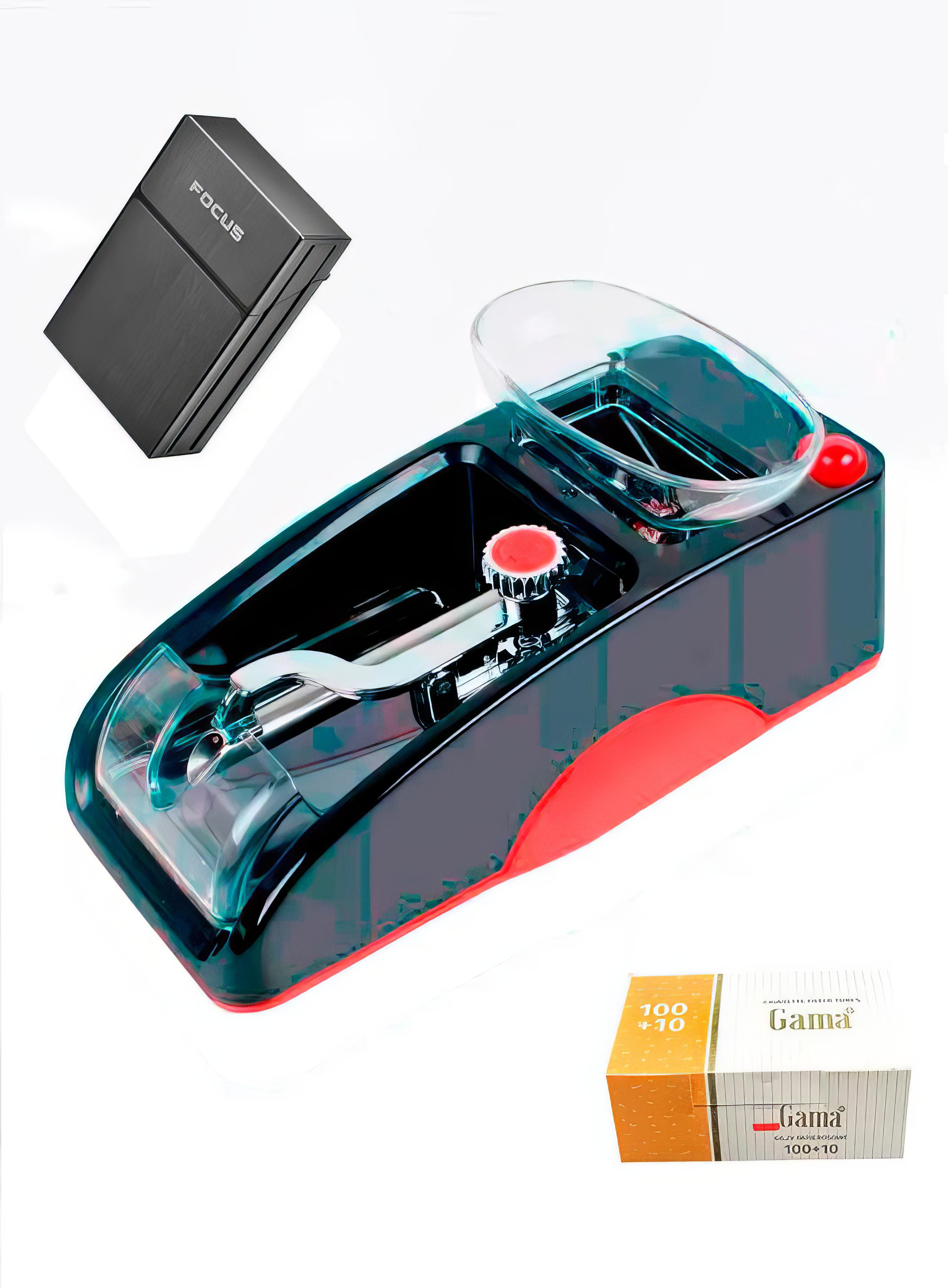 Машинка для сигарет электрическая Gerui GR-12-005/портсигар и гильзы 110 шт. Красный (25609400)