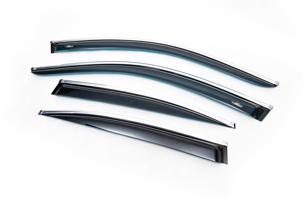 Ветровики с хром молдингом SD HIC для BMW 5 серия E-60/61 2003-2010 гг. поликарбонат Черный