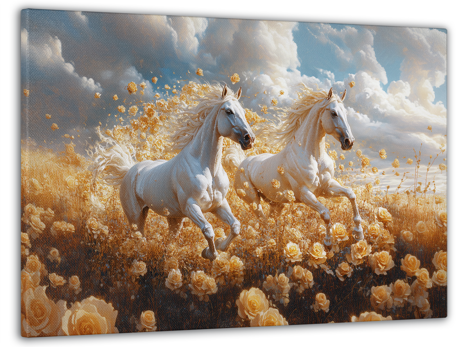 Картина на полотні Mako коні в полі квітів 60x100 см (MK10565)