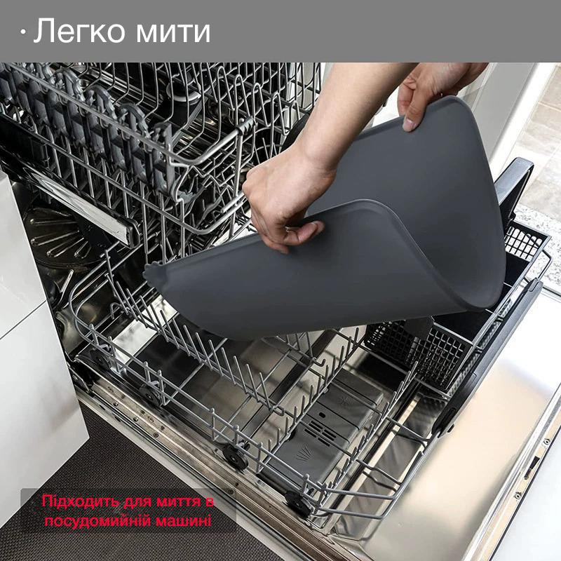 Силиконовый коврик под миски для кошек и собак PetCare 48х30 (Темно-серый) - фото 6 Силиконовый коврик под миски для кошек и собак PetCare 48х30 (Темно-серый) - фото 6