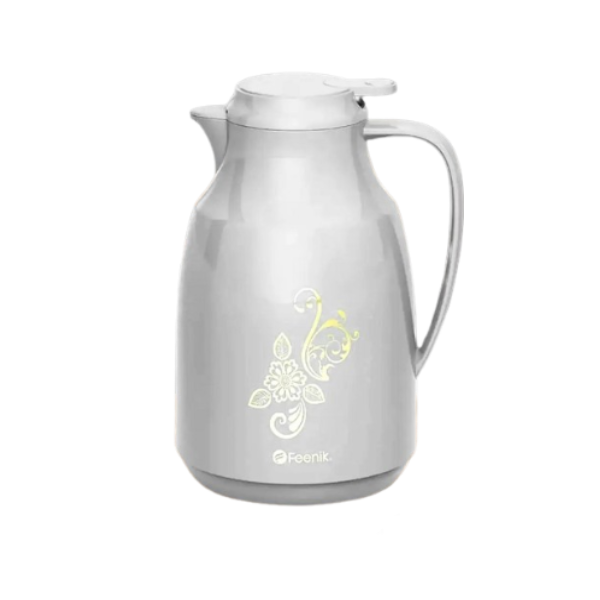 Термос кувшин DH-200 со стеклянной колбой для холодных и горячих напитков 2 л Белый/Золотистый (16503) - фото 1