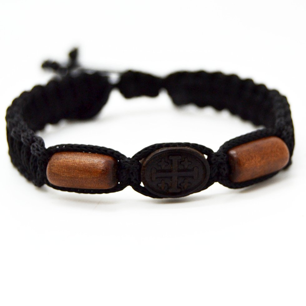 Браслет плетенный крест-овал самшит (1756-018)