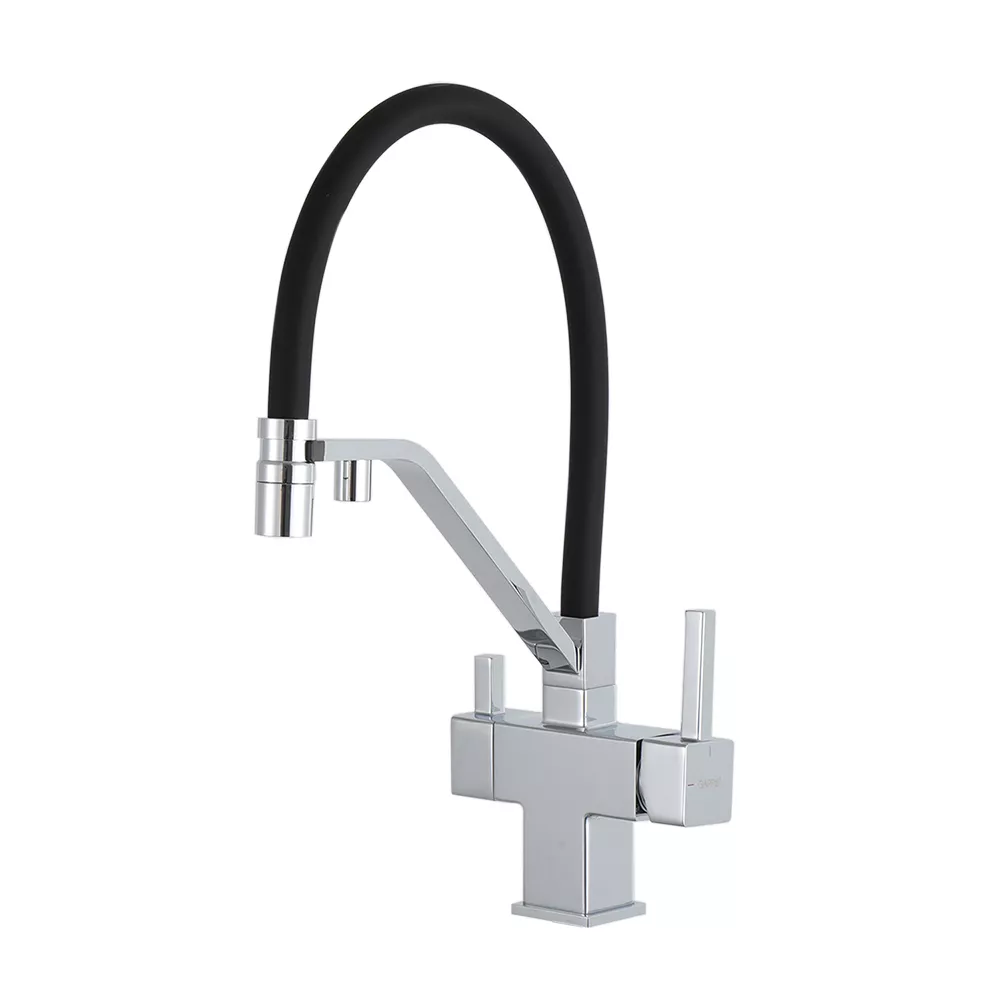 Смеситель для кухни под фильтр Gappo G4395-60 Хром/Черный (SQ-1046078)