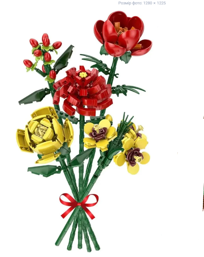 Конструктор интерьерный Букет цветов с красными и желтыми цветами 494 дет.