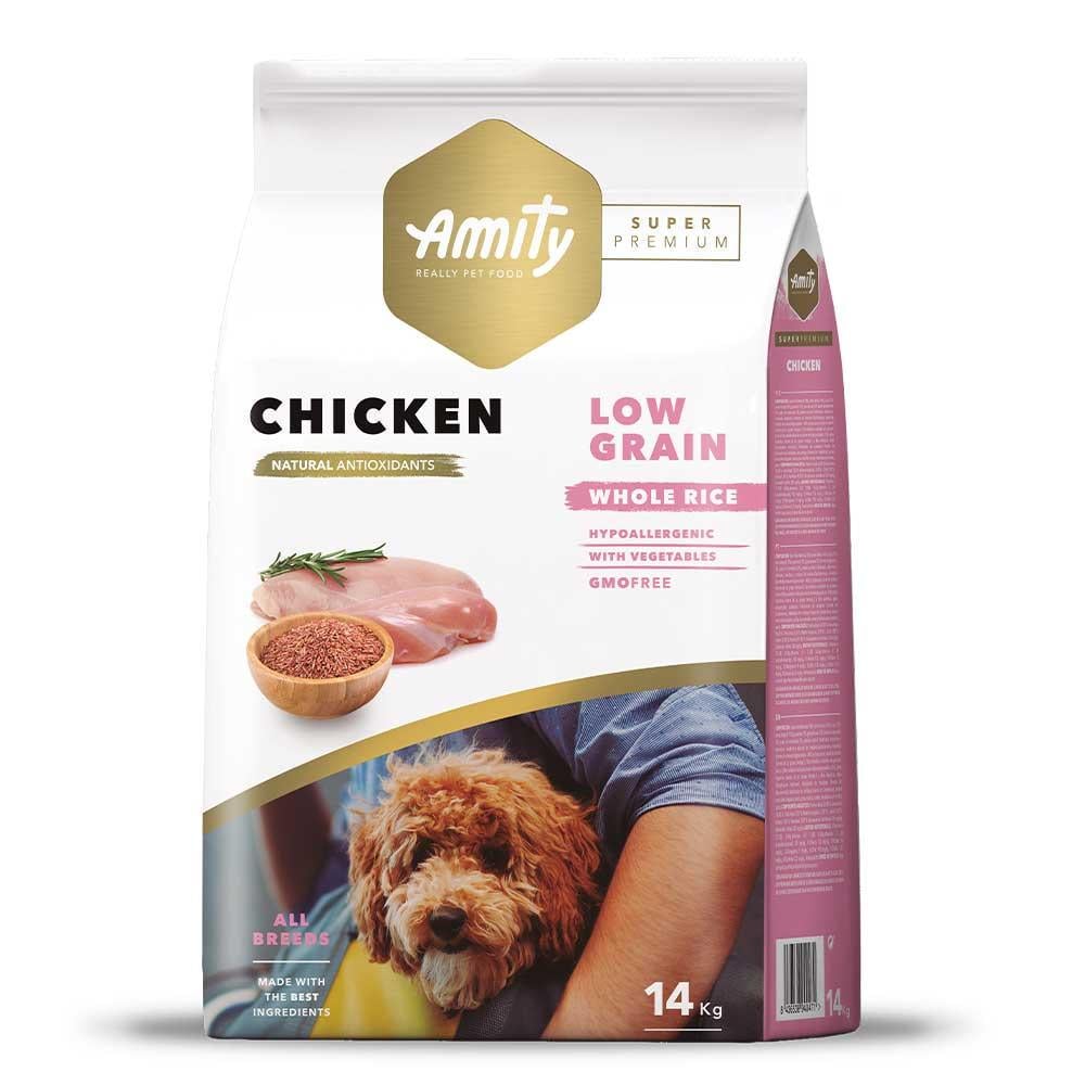 Корм низкозерновой для собак AMITY Super Premium Chicken с курицей и рисом 14 кг (1630228780)