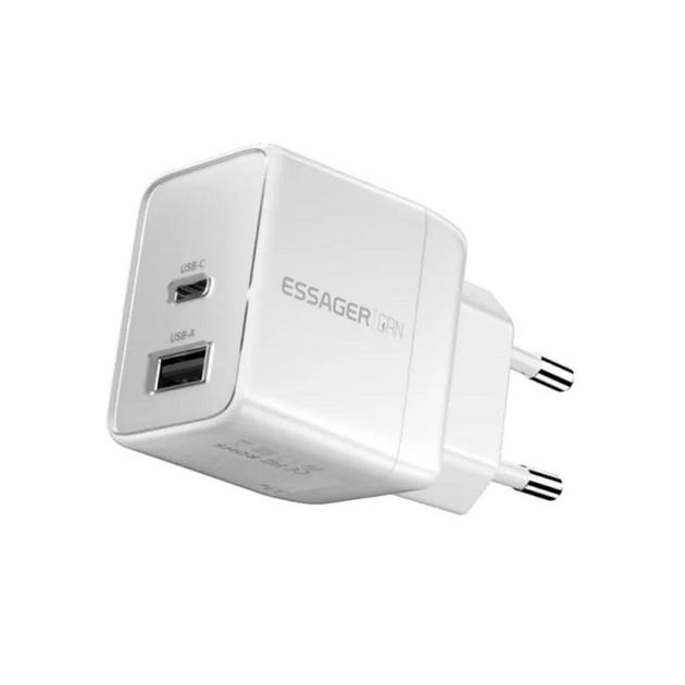 Зарядное устройство сетевое 33W Essager GAN быстрая зарядка PD/QC3.0 USB-A/USB Type-C ECT33W-LJB02-Z White (28495578) - фото 4