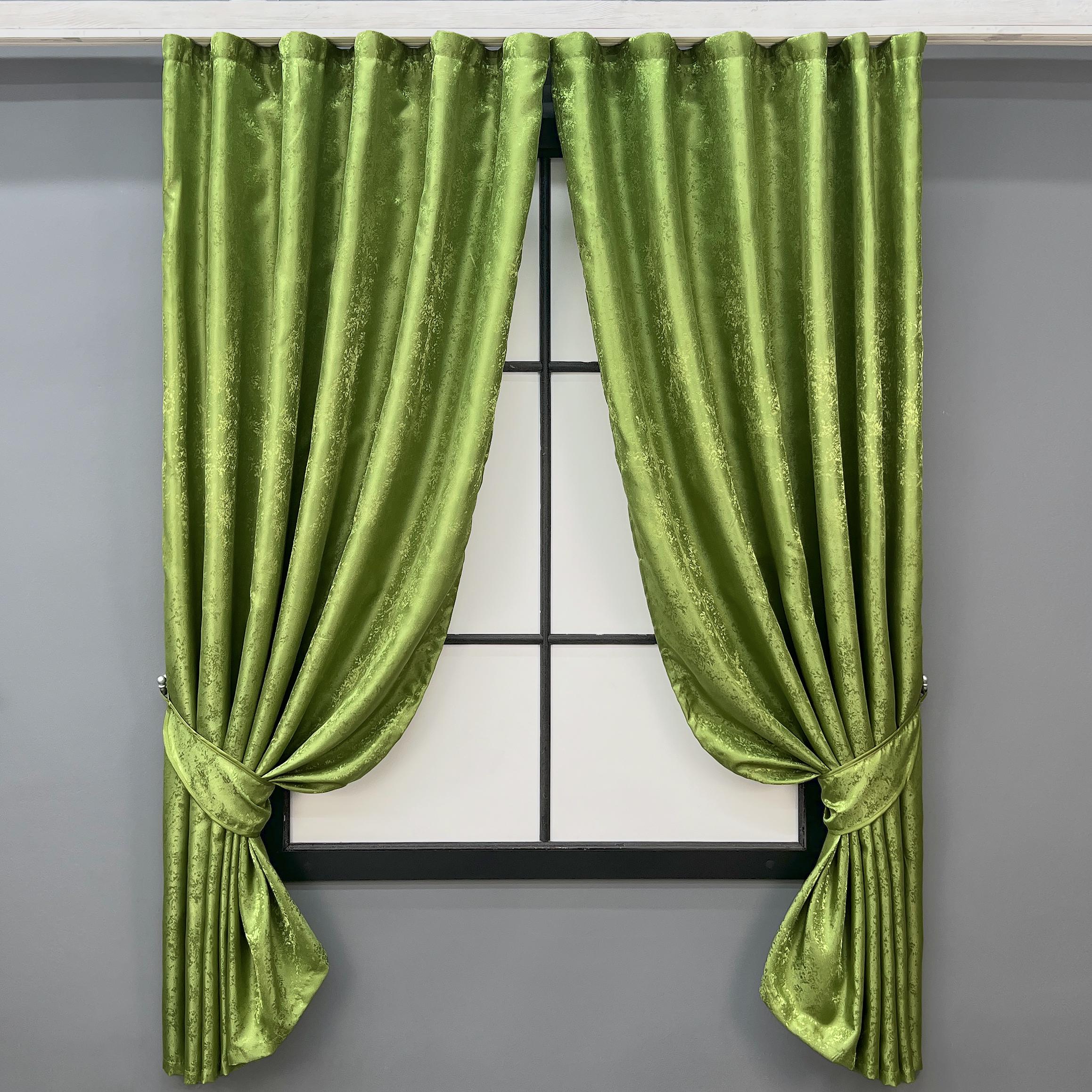 Комплект коротких штор VR-Textil Жаккард Мрамор Al1 №1907ш 130х170 см 2 шт. Оливковый (35-0423)