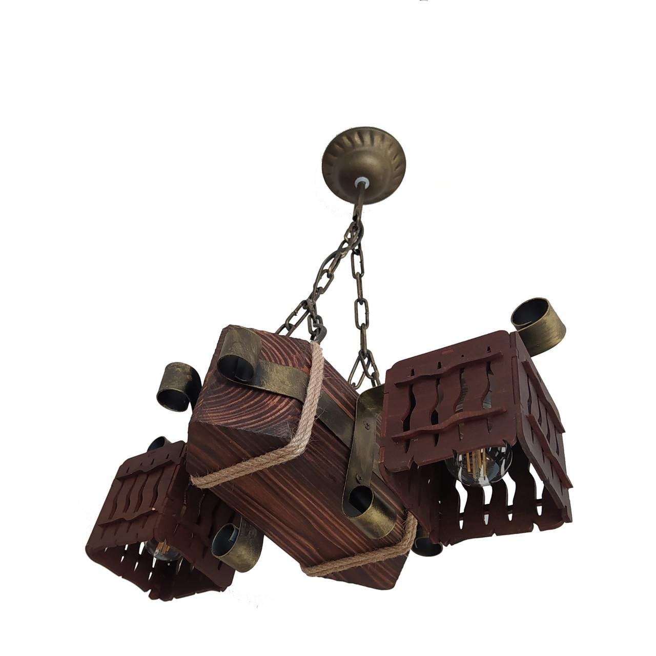 Люстра деревянная подвесная Lighthouse LPR-20108/2P Коричневый (112199)