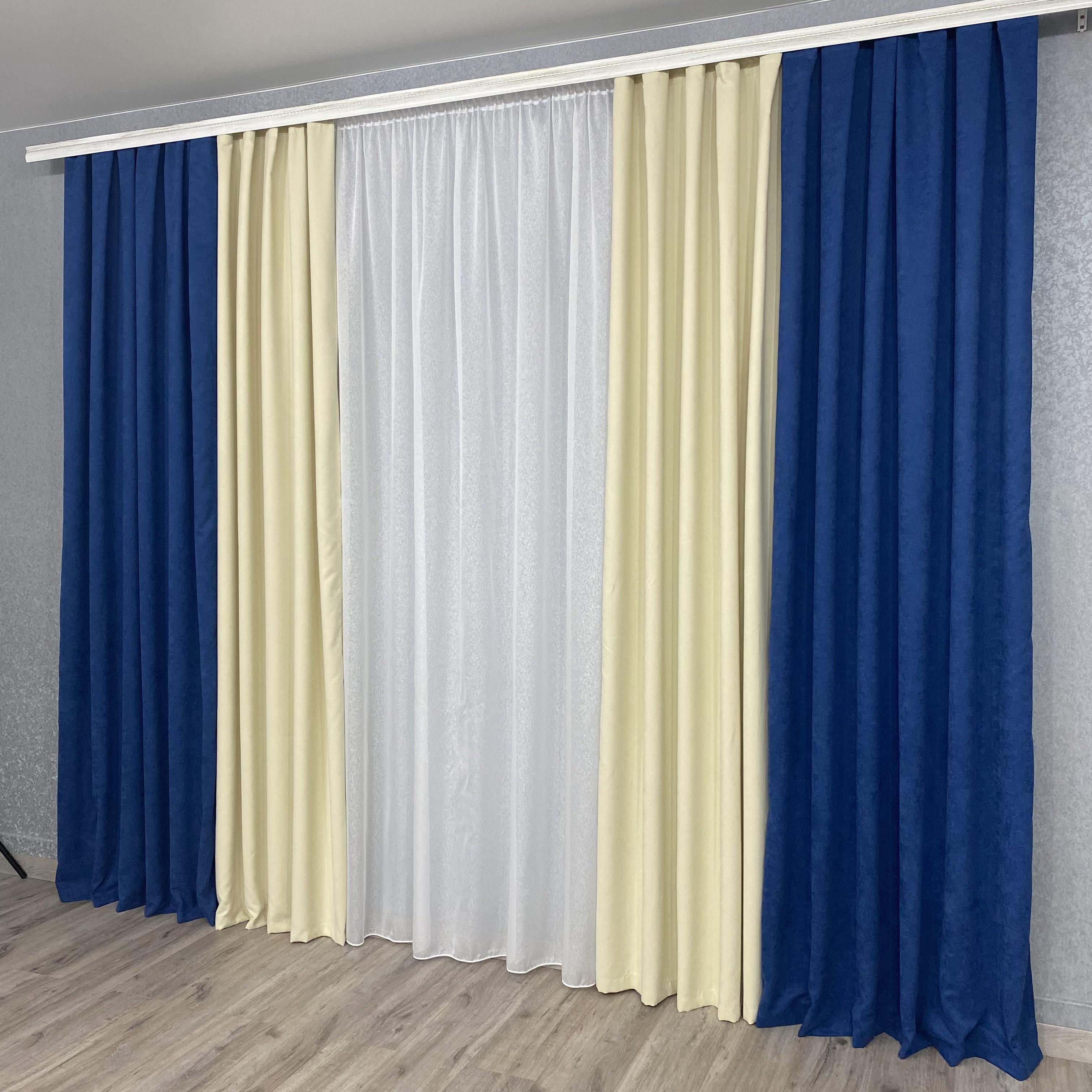 Шторы микровелюр TG Home Дуэт №450 1,50х2,70 м Синий/Кремовый (450-356/250) - фото 6 Шторы микровелюр TG Home Дуэт №450 1,50х2,70 м Синий/Кремовый (450-356/250) - фото 6