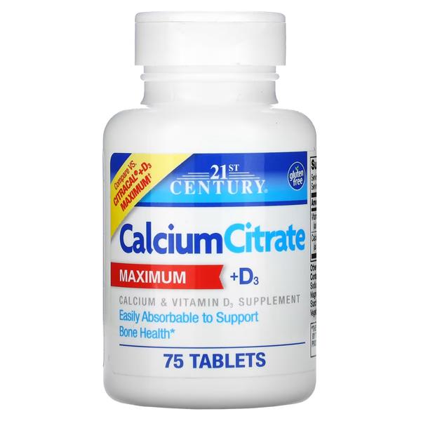 Микроэлемент кальций 21st Century Calcium Citrate Maximum+D3 75 табл. (000023533)