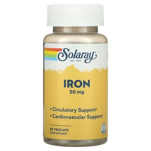 Железо Solaray Iron 50 мг 60 VegCaps (SOR-46105)
