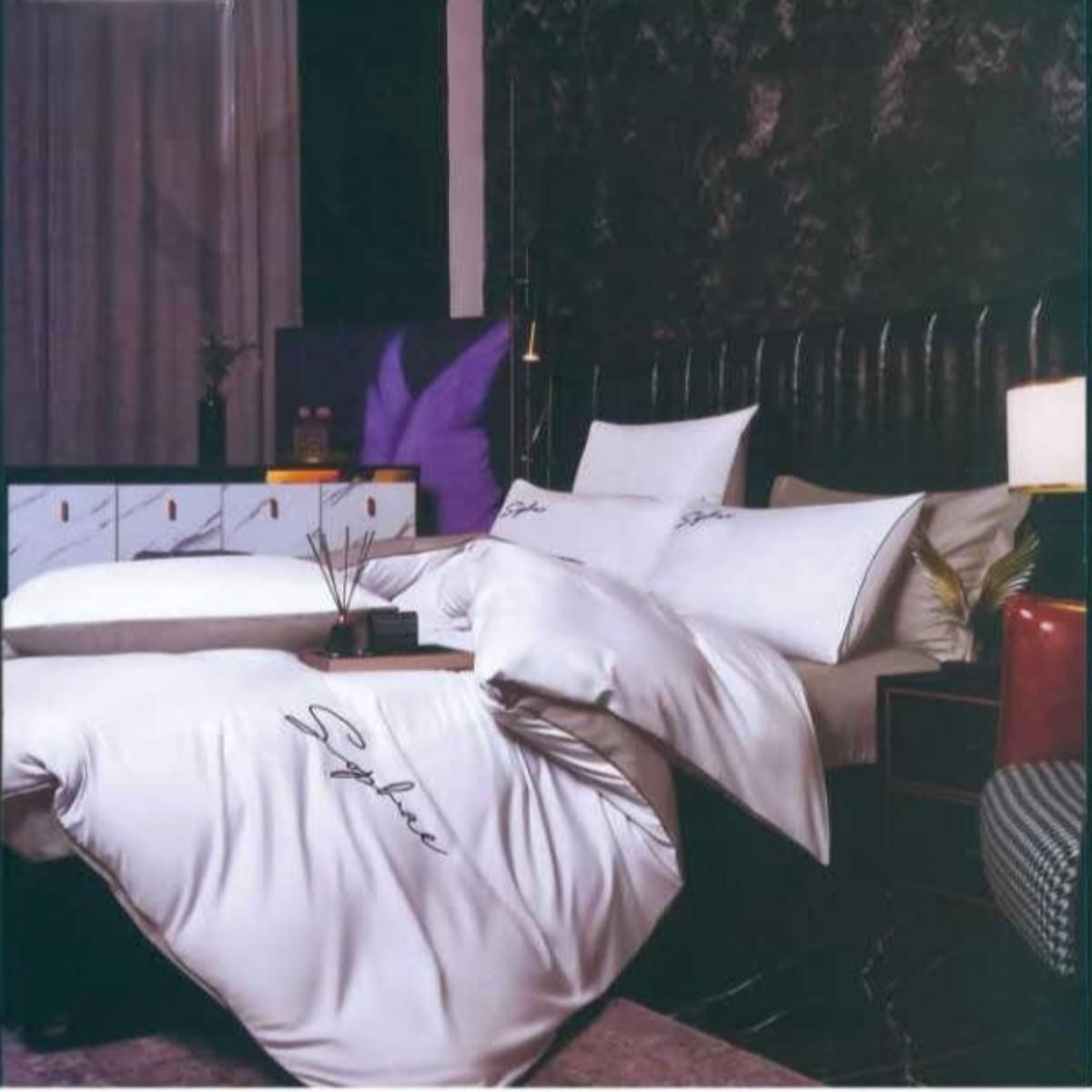 Комплект постільної білизни Koloco Sophae сатин двоспальний Світло-сірий з сірим (42553) - фото 1 Комплект постільної білизни Koloco Sophae сатин двоспальний Світло-сірий з сірим (42553) - фото 1