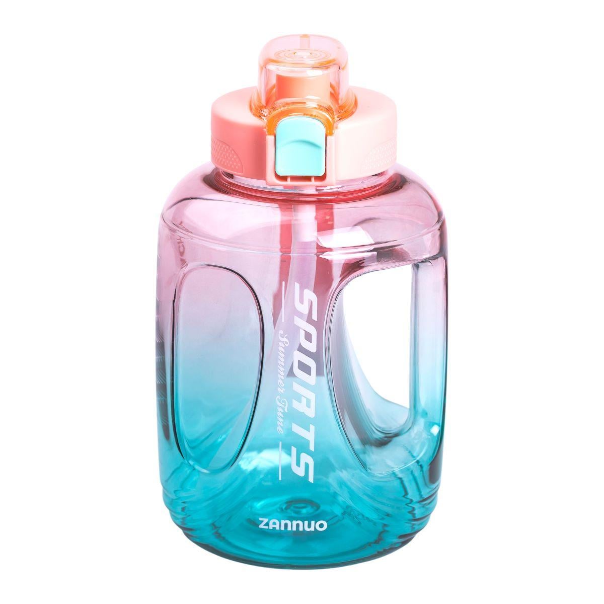 Бутылка для воды спортивная пластиковая с трубочкой с ремешком HP-14-35P 22 см 1,6 л Розовый (A-033918)