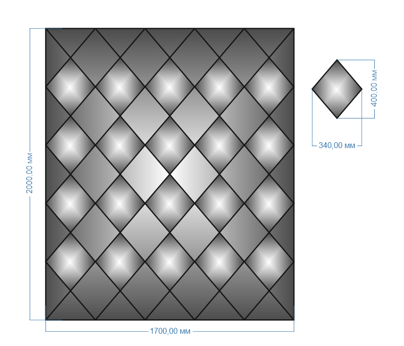 Плитка зеркальная панно 2000х1700мм (134) - фото 2