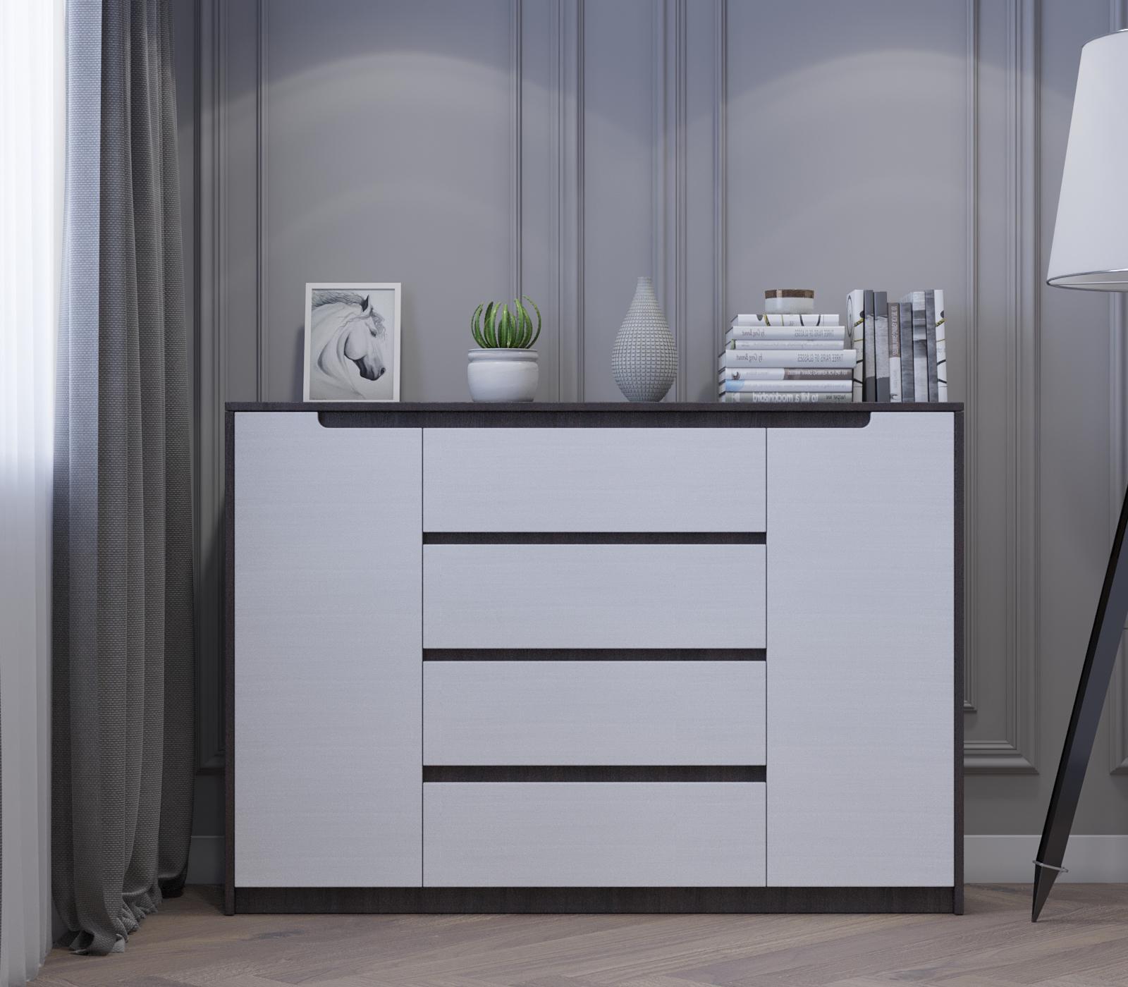 Комод в спальню Эверест Микс-3 телескопы 140х38х97 см Венге/Белый (DTM-2006)