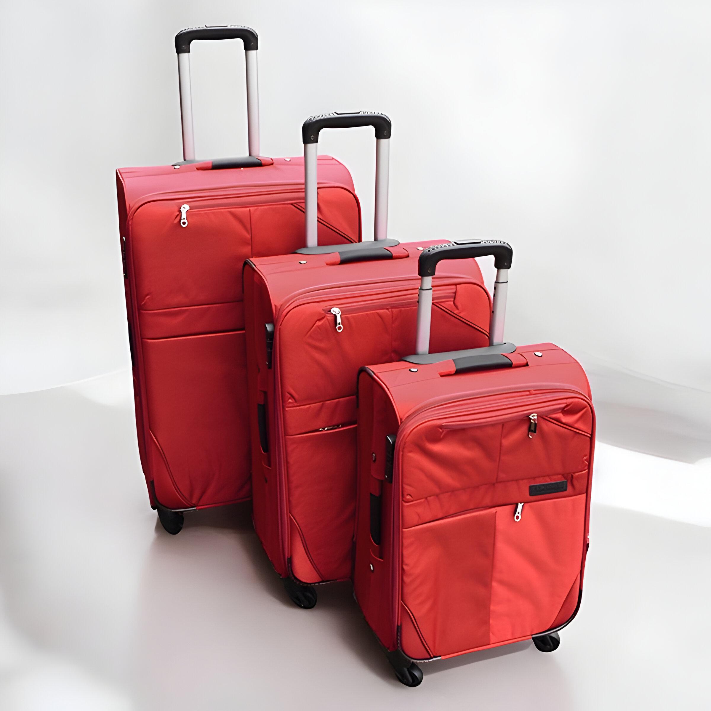 Набір валіз тканинних 3в1 з кодовим замком та телескопічною ручкою Червоний (24-292) - фото 2 Набір валіз тканинних 3в1 з кодовим замком та телескопічною ручкою Червоний (24-292) - фото 2