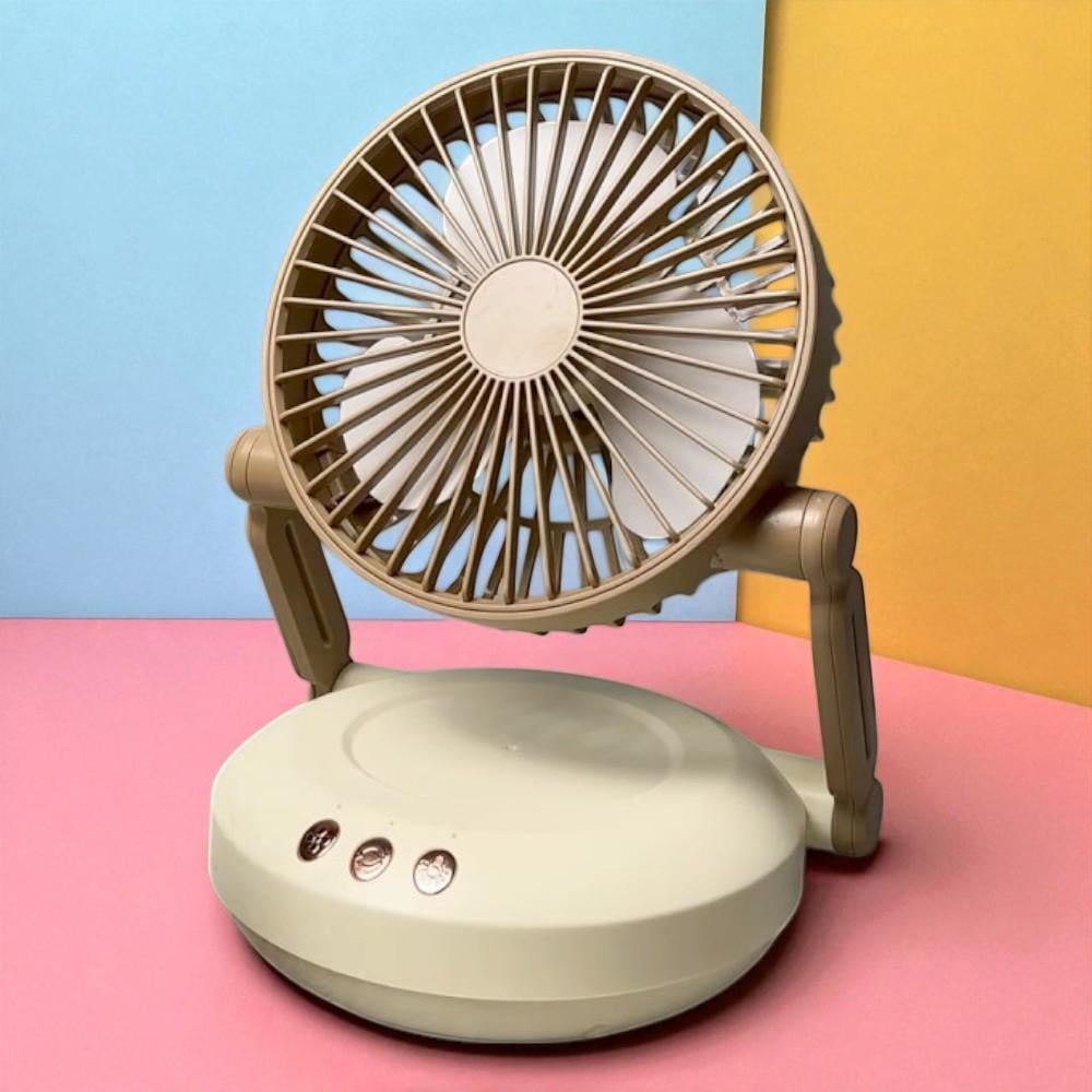 Вентилятор настільний на акумуляторі USB Type-C 1200 мАг 3 швидкості LED підсвітка Коричневий (27418614) - фото 1