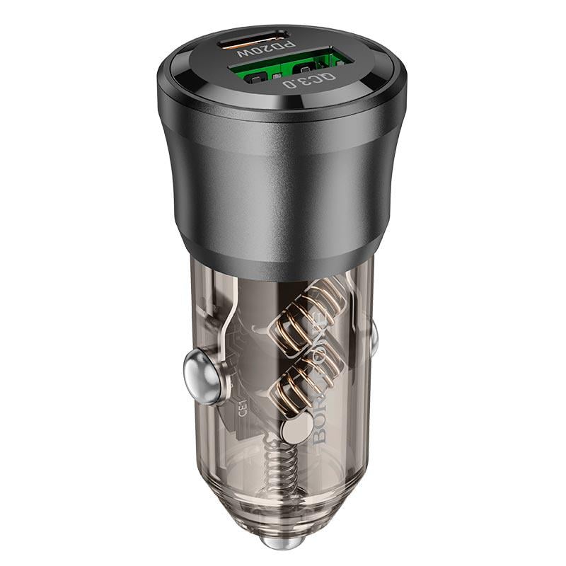 Зарядний пристрій в автомобіль Borofone BZ25 USB Type-C 38W 3A Transparent/Black