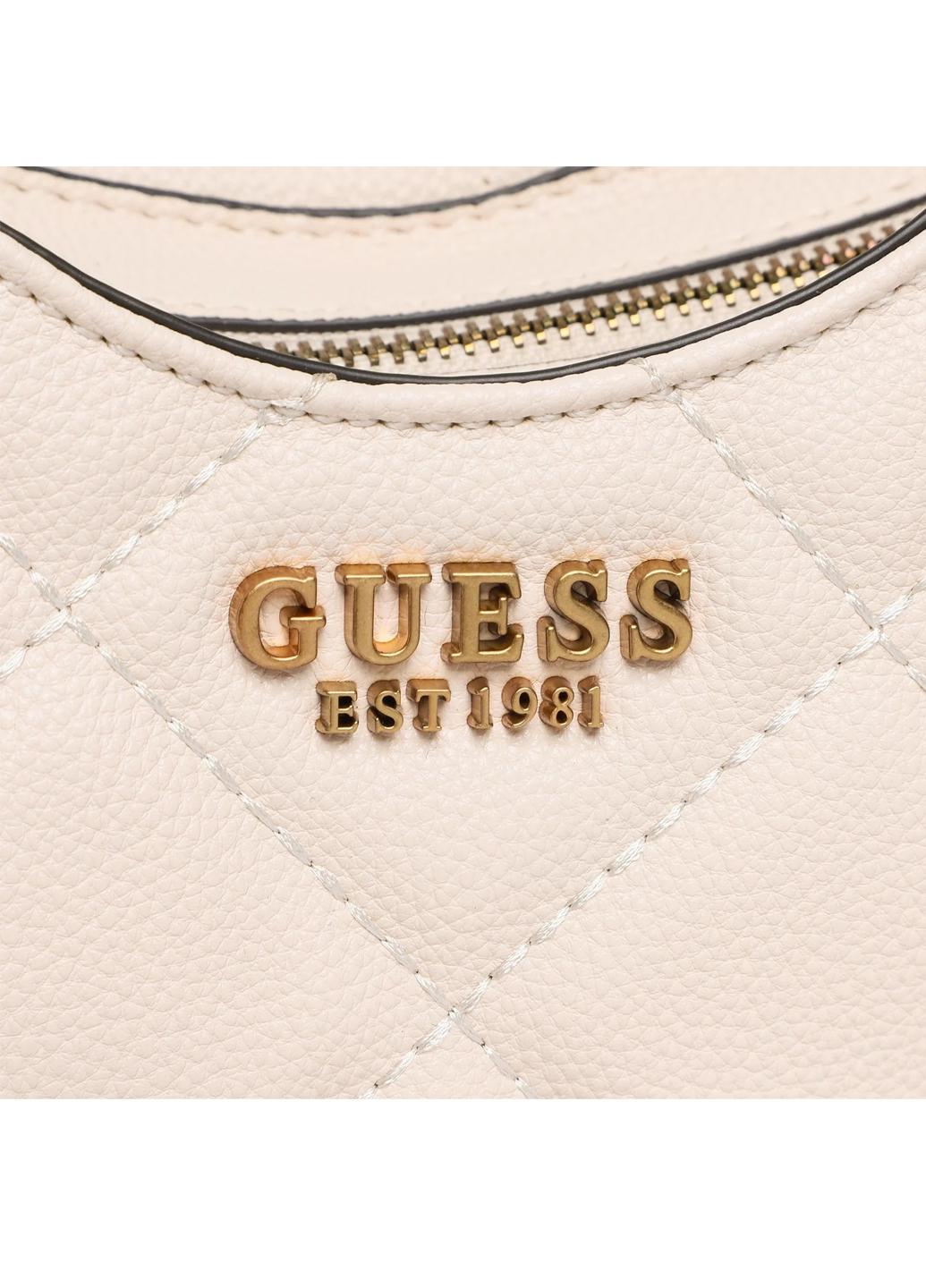 Сумка хобо женская из эко кожи Guess ABEY SMALL HOBO HWQB8558010-STO Молочный - фото 4 Сумка хобо женская из эко кожи Guess ABEY SMALL HOBO HWQB8558010-STO Молочный - фото 4