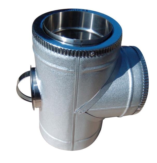 Тройник с ревизией двустенный для дымохода 87° 300/360 нержавеющая сталь/оцинкованная сталь 0,6 мм