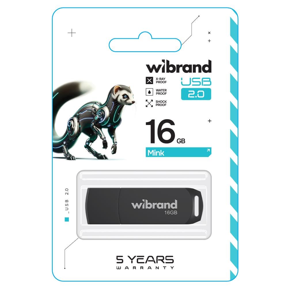Флеш-накопитель Flash Wibrand USB 2.0 Mink 16Gb Black
