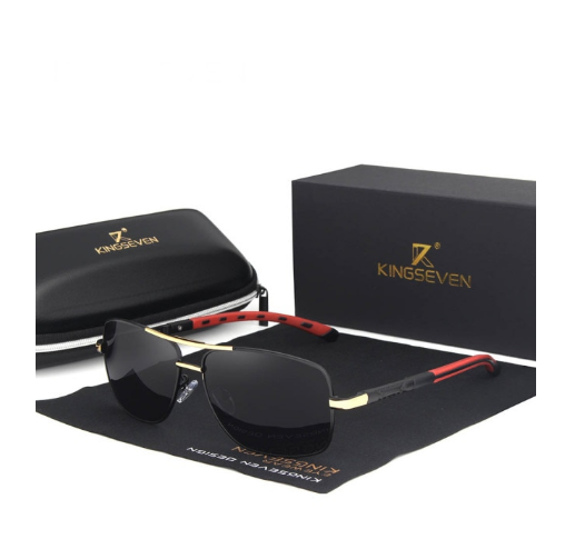 Чоловічі сонцезахисні окуляри в класичній оправі KINGSEVEN DESIGN із поляризованими лінзами Золотий/Сірий (N/K724)