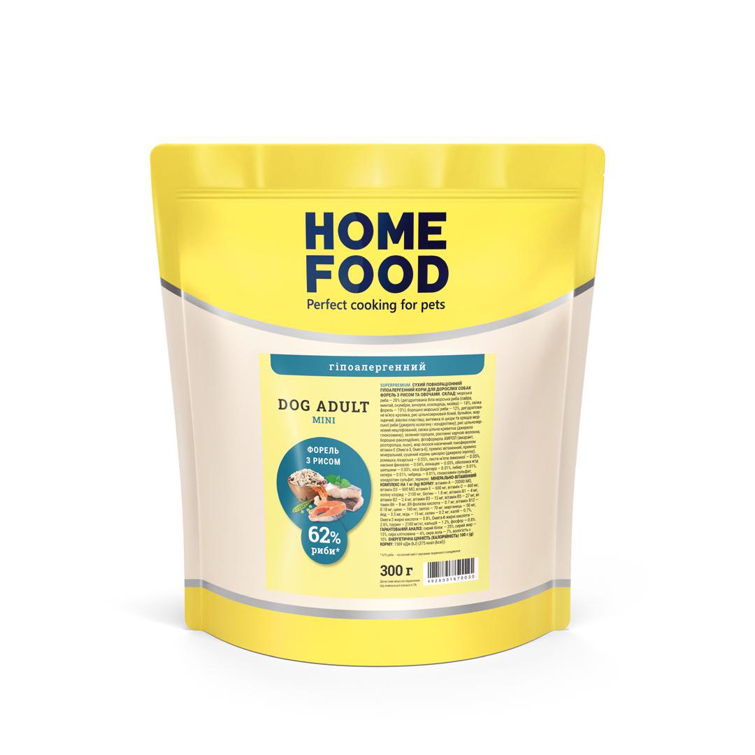 Корм сухий Home Food Hypoallergenic Форель з рисом 300 г для дорослих собак малих порід (11814997) - фото 1 Корм сухий Home Food Hypoallergenic Форель з рисом 300 г для дорослих собак малих порід (11814997) - фото 1