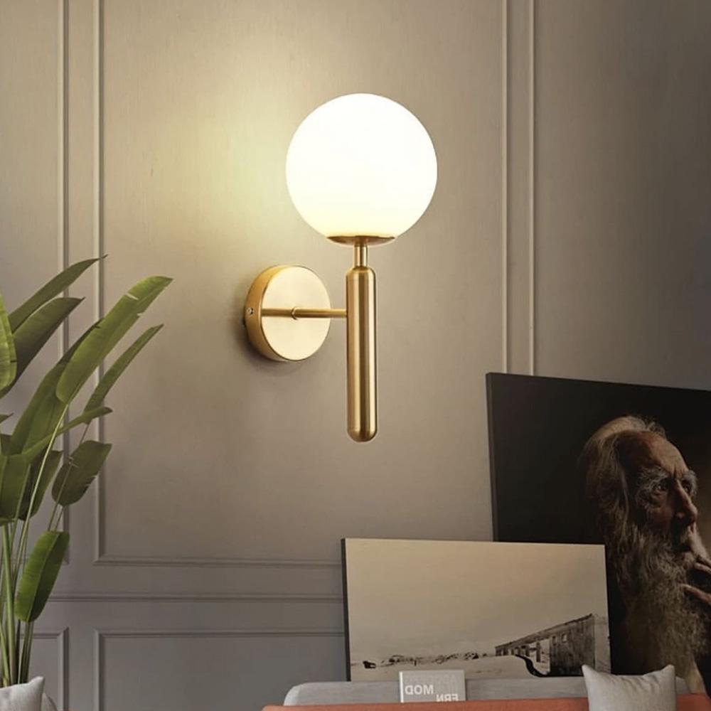 Бра Line.F WA 345/1 AB+WT с белым плафоном Латунь (3515_6831)