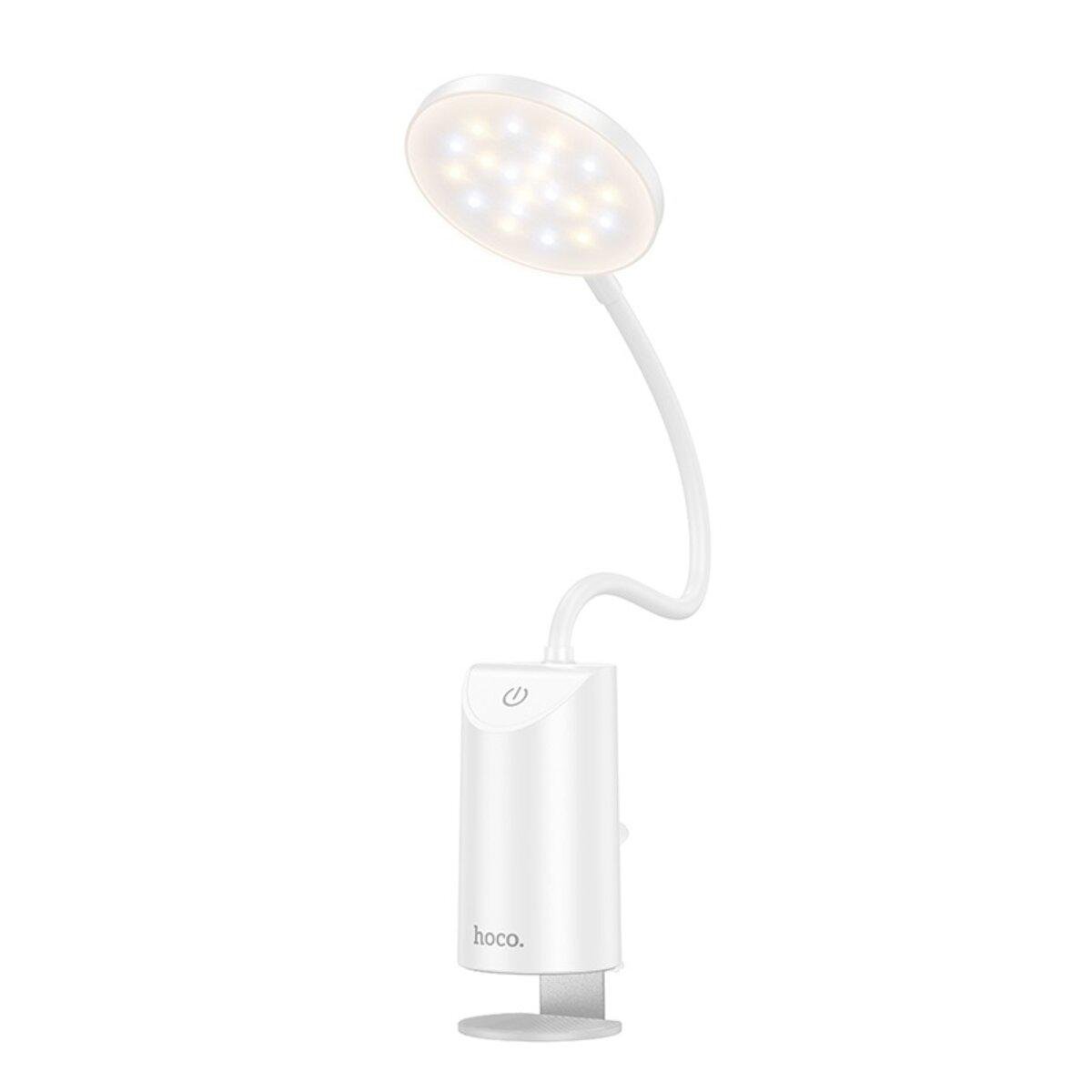 Настільна лампа бездротова Hoco HX10 Clip table lamp на гнучкій ніжці 1200 mAh White (6942007646628)