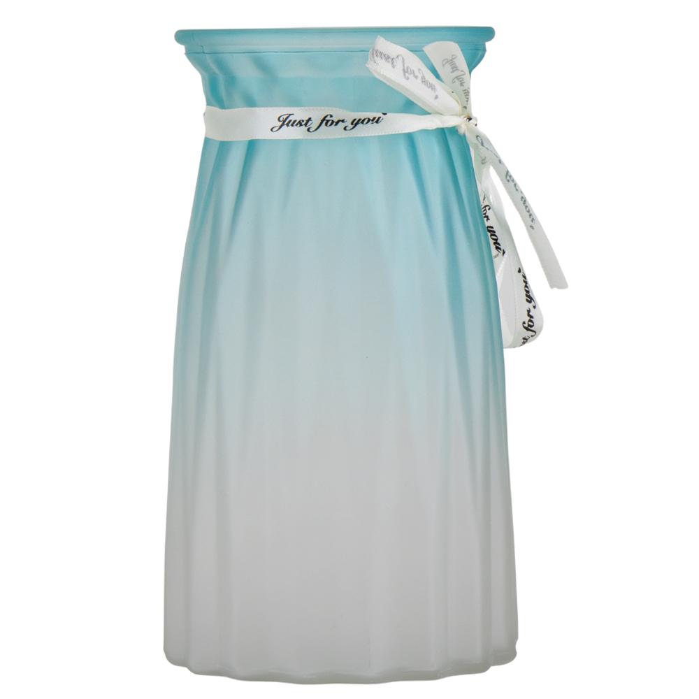 Ваза стеклянная Elisey Цветущий узор 20 см Голубой (9049-003)