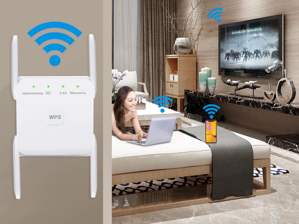 Wi-Fi ретранслятор беспроводной Wi-Fi 2.4/5 ГГц 300/1200 Мбит/с репитер (19703) - фото 2