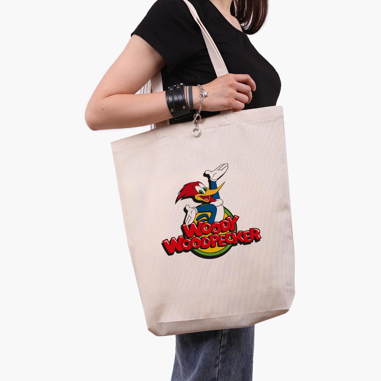Еко сумка шоппер Woody Woodpecker 41x39x8 см Бежевий (9227-2870-WTD)