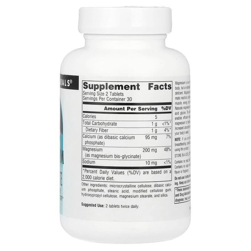 Магній гліцинат Source Naturals Magnesium Glycinate 100 мг для серця і нервів 60 таблеток - фото 2